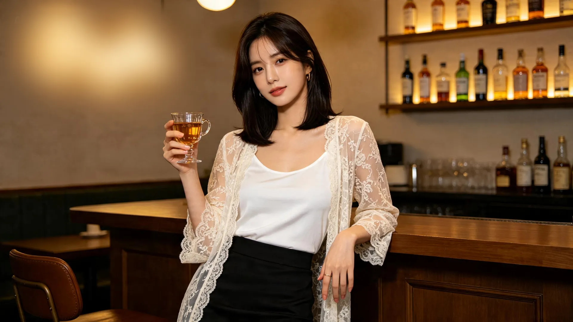 매장 내부 인테리어와 은은한 조명